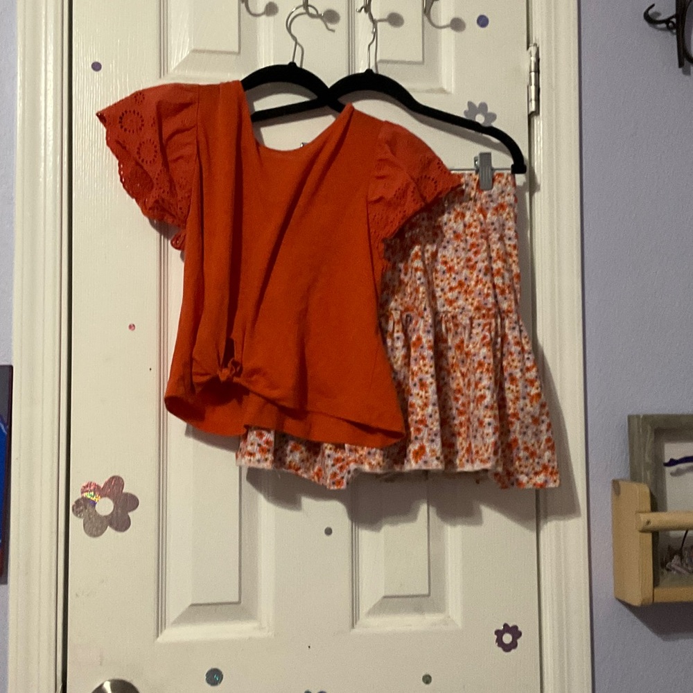 Cato‎ Orange Short Sleeve Eyelet Top
